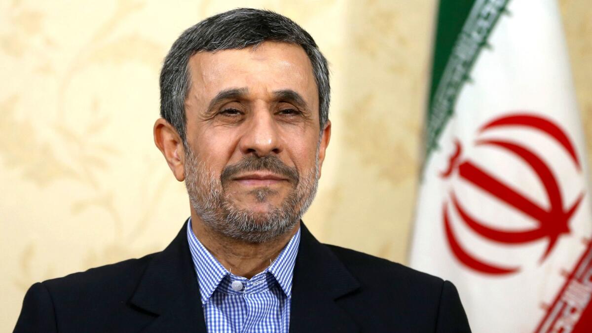 Former Iranian President Mahmoud Ahmadinejad in Tehran on April 15, 2017.