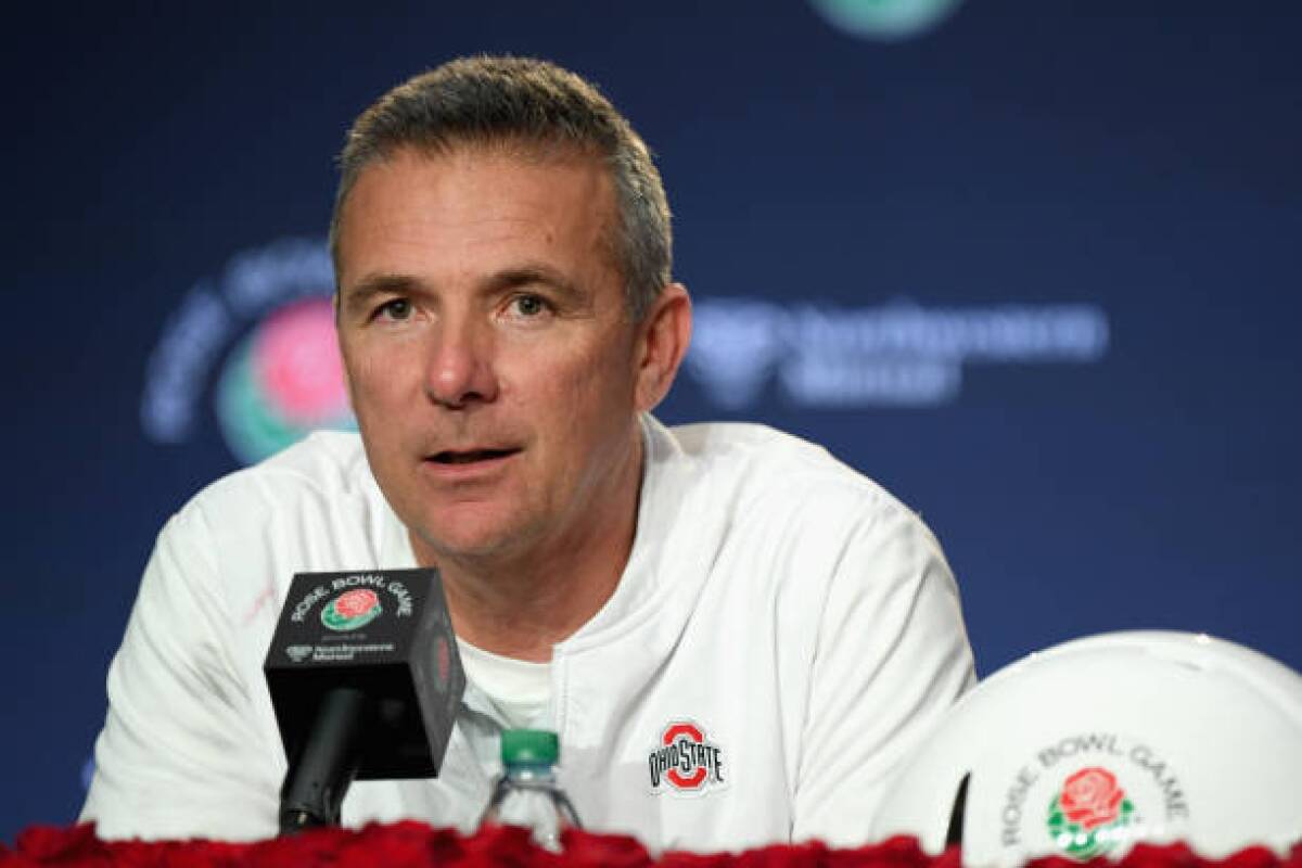 Ohio State Buckeyes head coach Urban Meyer speaks to the media after the Rose Bowl Game.