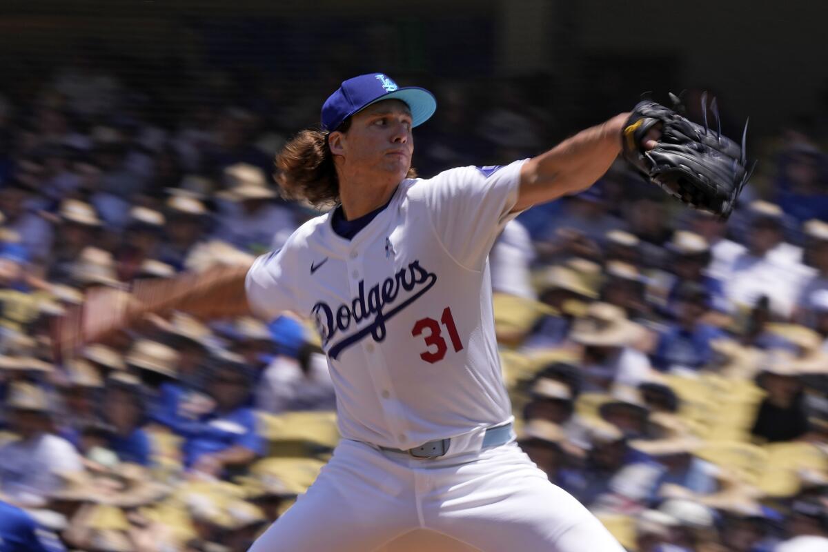 Dodgers'ın başlangıç atıcısı Tyler Glasnow Pazar günü ilk vuruşta atış yapıyor.
