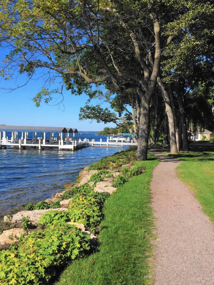 The Geneva Lake Shore Path rarely strays more than 20 feet from the water.