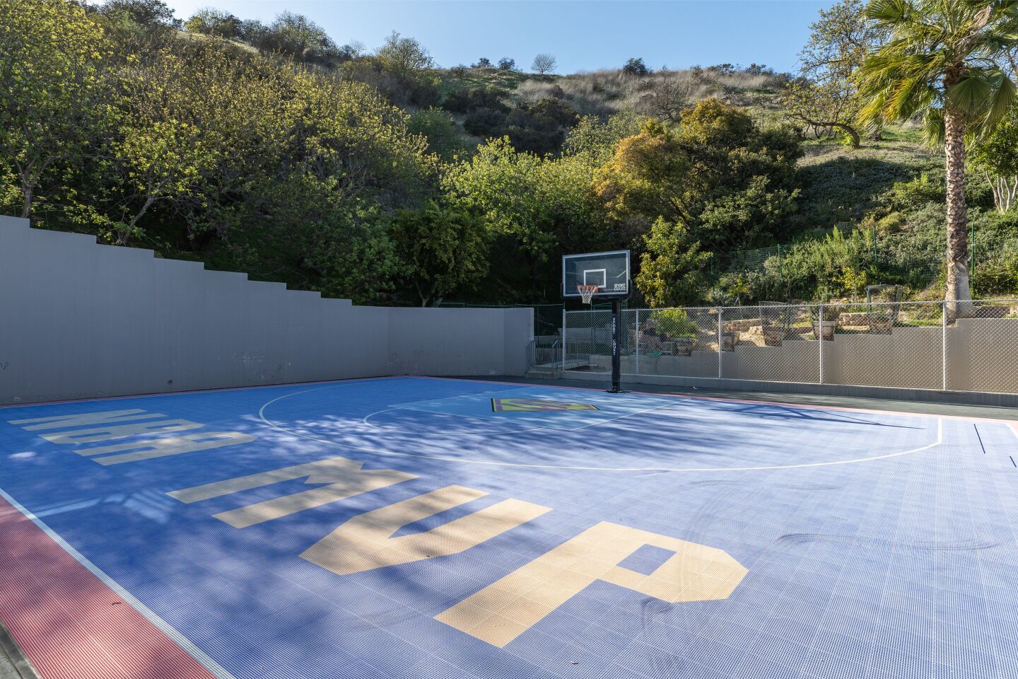 The custom basketball court.