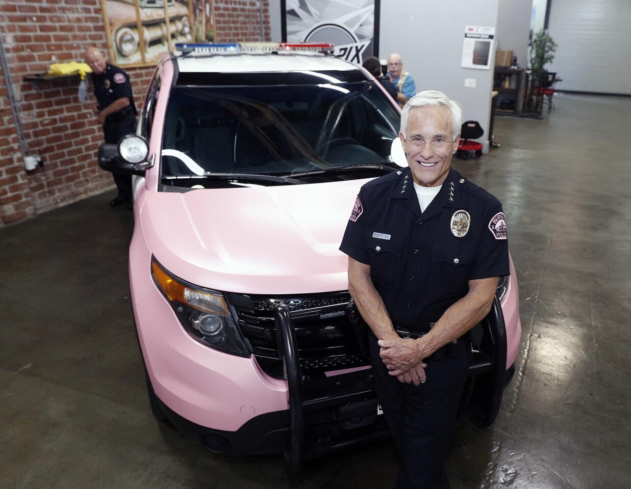 Photo Gallery: Burbank Police unveil pink police cruiser for October Breast Cancer Awareness