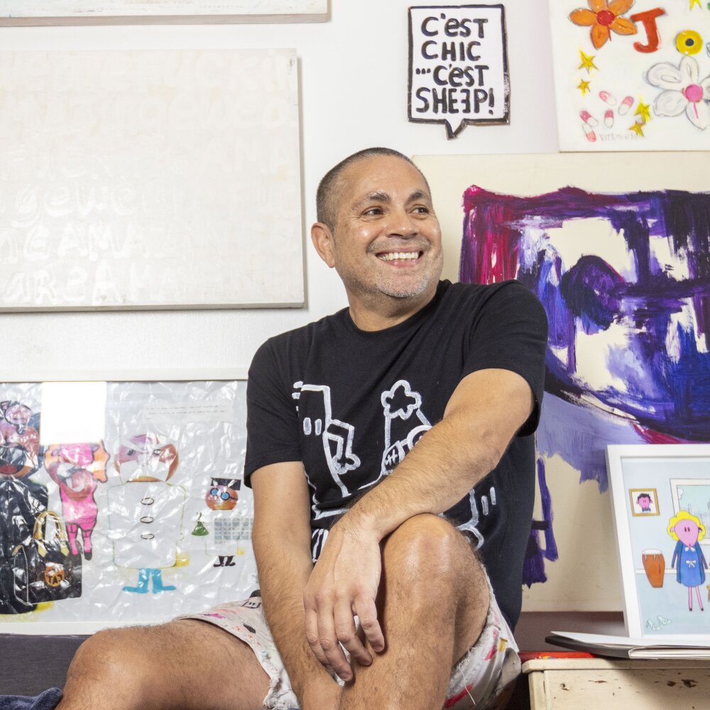 Artist Ricky Sencion in his studio.