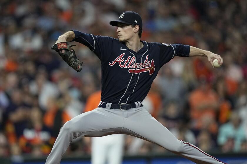 Atlanta Braves starting pitcher Max Fried throws during the first inning in Game 2.