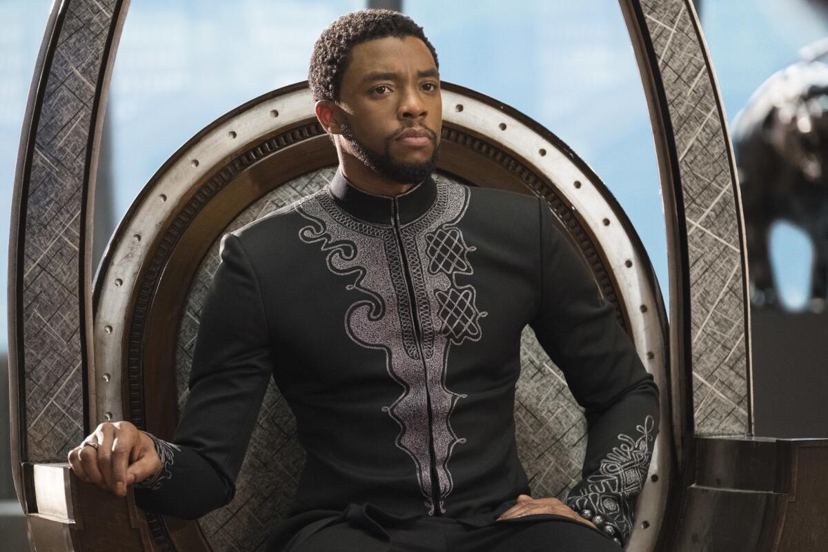 Chadwick Boseman in the movie "Black Panther."