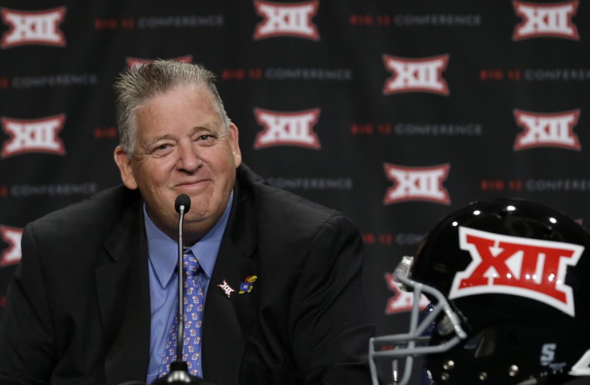 Kansas Coach Charlie Weis said that he's excited to be a part of the milestone of having a woman officiate a Big 12 game.
