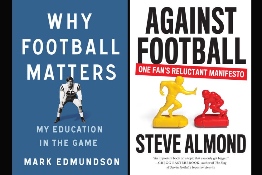 The covers of the books, "Why Football Matters" and "Against Football."