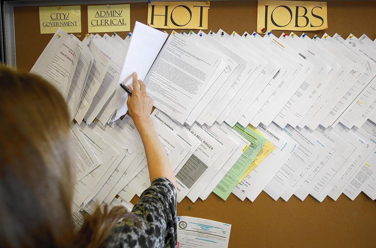 The job listings board at the Verdugo Jobs Center in Glendale in November.