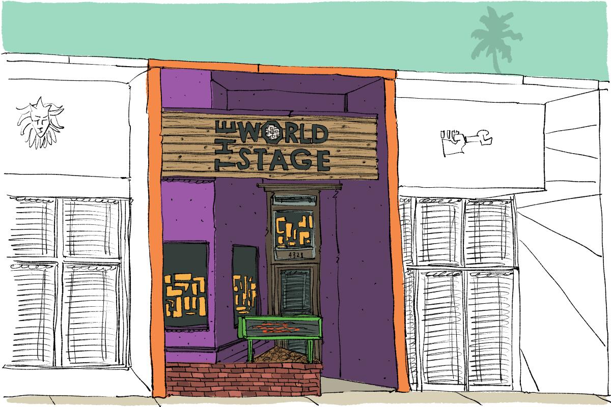 Illustration of The World Stage performance venue for a story about the best live music venues in LA.