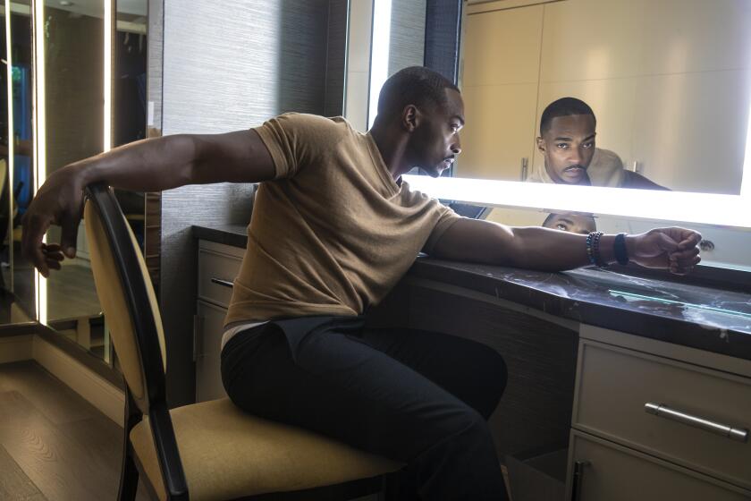 BEVERLY HILLS, CA, TUESDAY OCTOBER 15, 2019 - Anthony Mackie is in two Oscar season films this year, The Banker and Seberg. In each he plays a black rights activist of sorts, although they are very different men. He is photographed at the Viceroy L’Ermitage. (Robert Gauthier/Los Angeles Times)