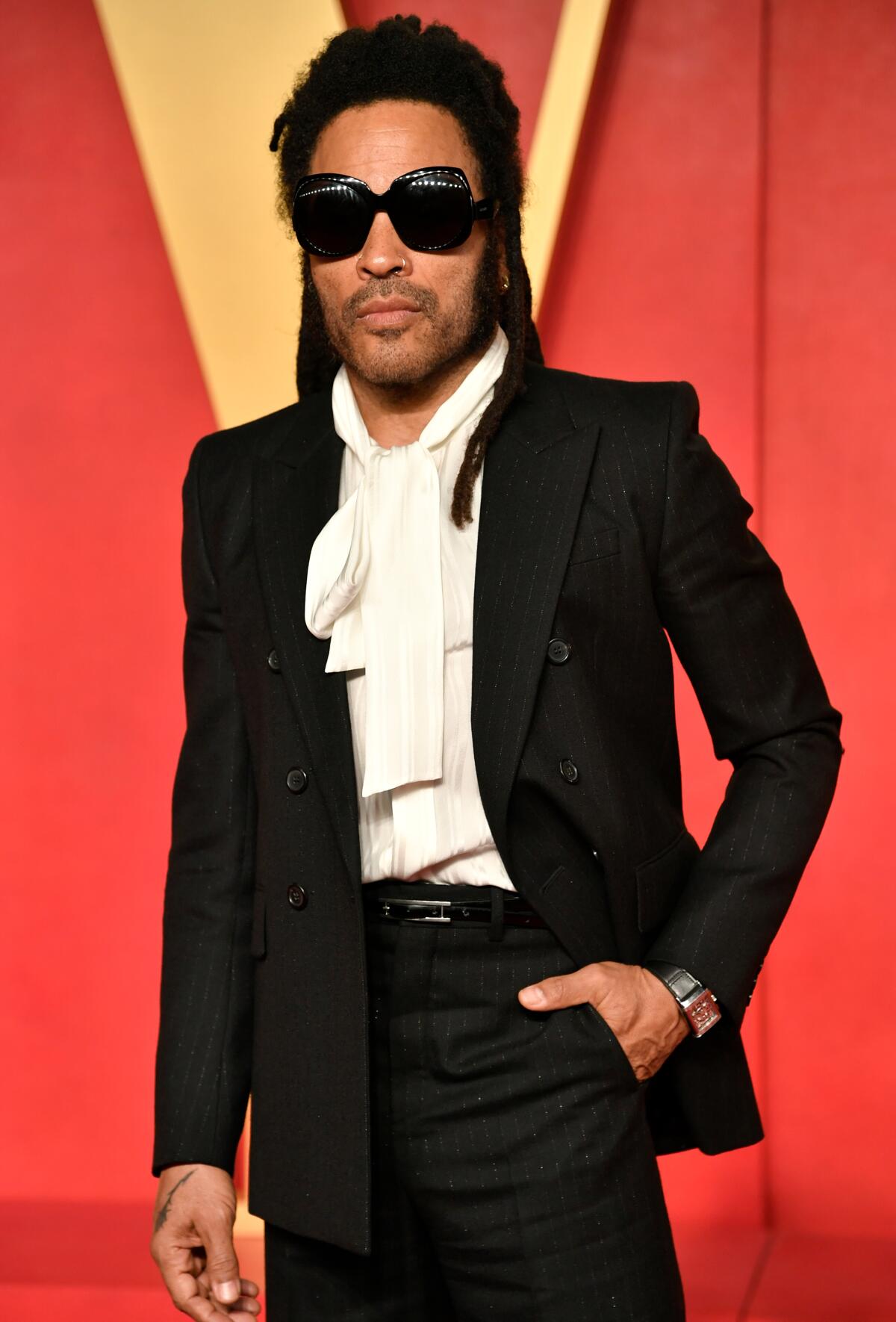 Lenny Kravitz arrives at the Vanity Fair Oscar party in Beverly Hills.