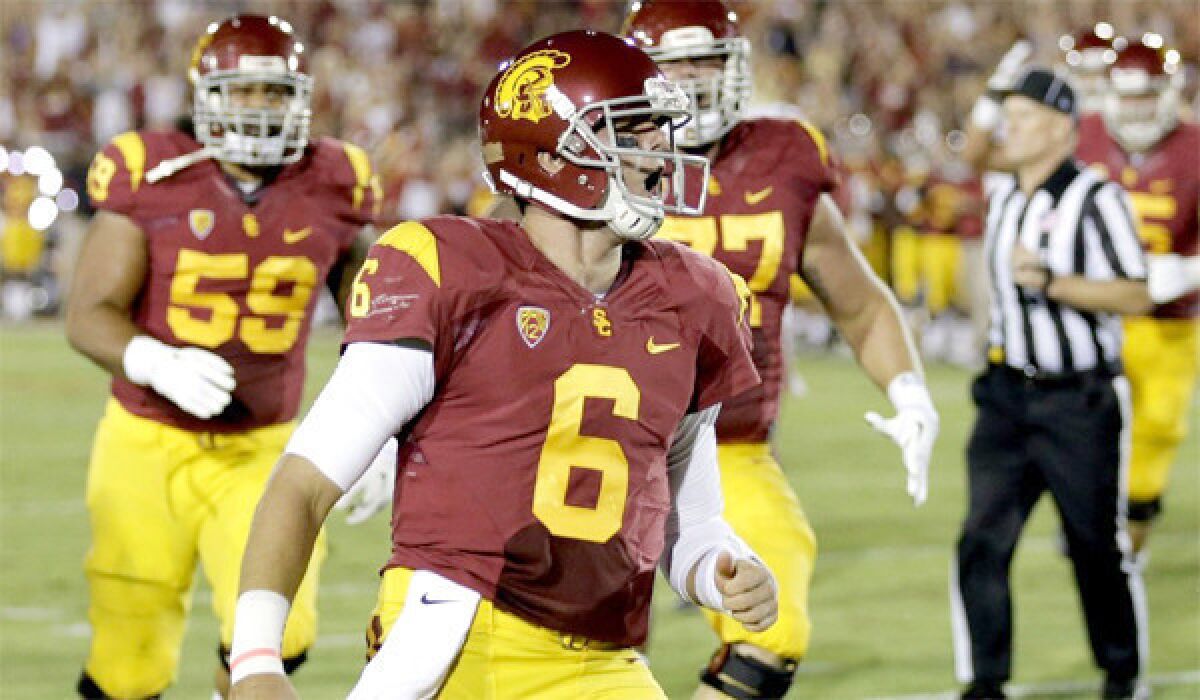 USC quarterback Cody Kessler completed 8 of 13 passes for 41 yards and an interception against Washington State in the Trojans' 10-7 loss to the Cougars on Saturday.