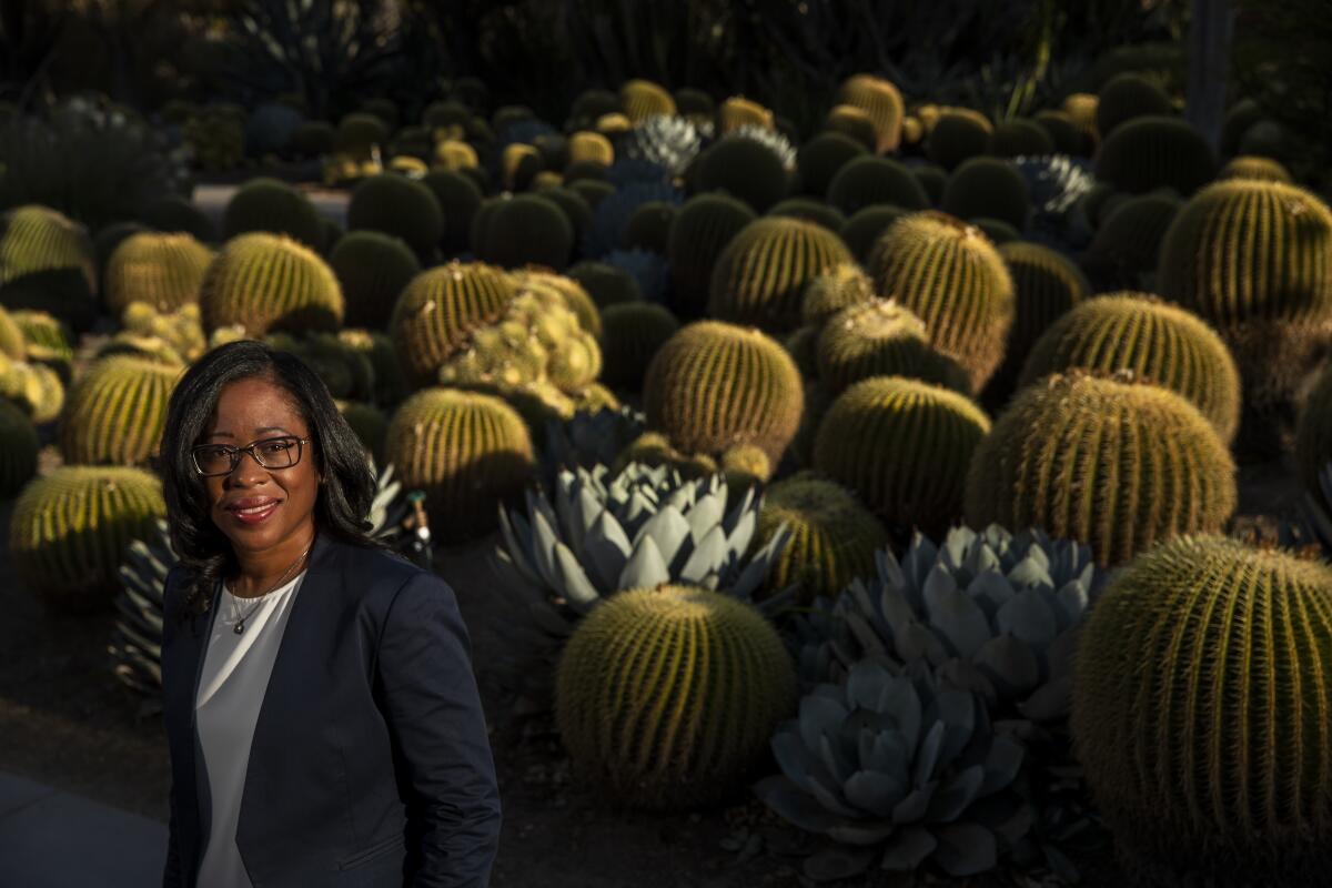 3/19/2021: Misty Bennett, chief Human Resources officer at the Huntington Library in San Marino, at the desert garden.  