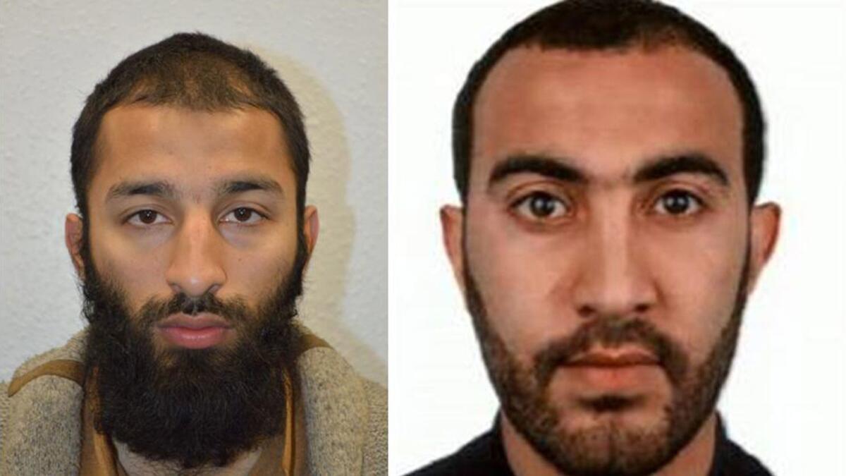 An undated handout photo showing Khuram Shazad Butt (L) and Rachid Redouane (R) two of the men shot dead by police following the terrorist attack in London on June 3.