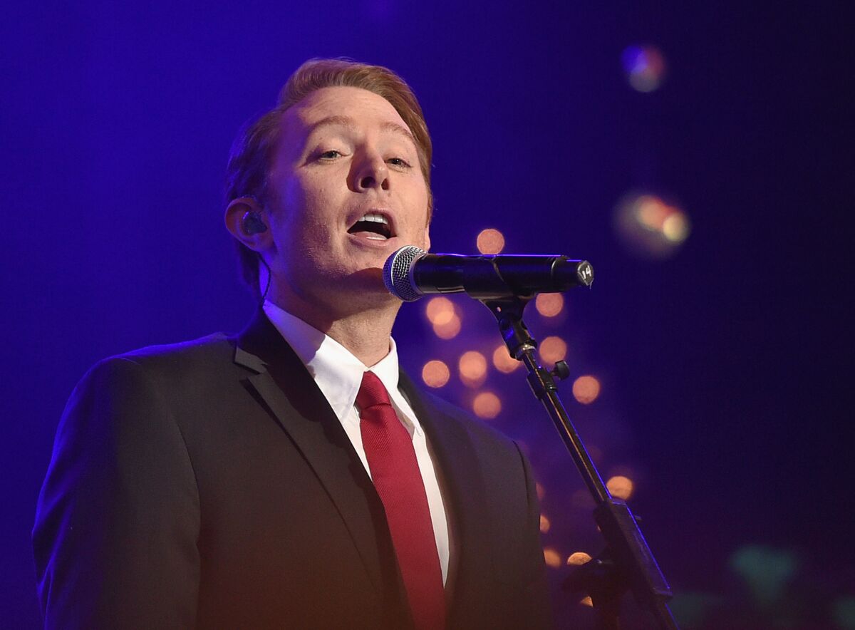 Clay Aiken performs onstage during the 2015 Hollywood Christmas Parade on Nov. 29.