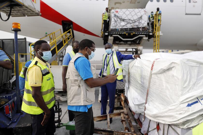 Shipment of COVID-19 vaccines at the Kotoka International Airport in Accra, Ghana.