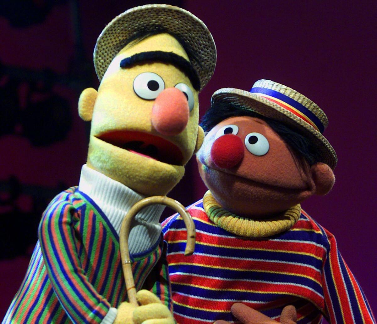 Muppets Bert, left, and Ernie of the children's program "Sesame Street."