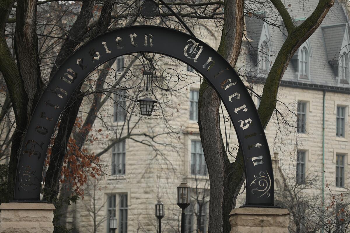 An entrance gate to Northwestern University in Evanston, Ill. 