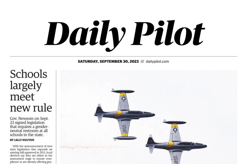 Front page of the Daily Pilot e-newspaper for Sept. 30, 2023.