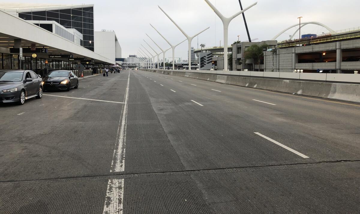 Two people were in serious condition Thursday after a shuttle bus crashed at Los Angeles International Airport.
