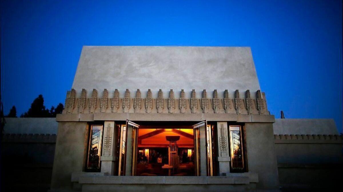 Hollyhock House, one of American architect Frank Lloyd Wright's masterpieces and his first project in Los Angeles, with seven other Wright buildings, was named a UNESCO World Heritage Site on Sunday.