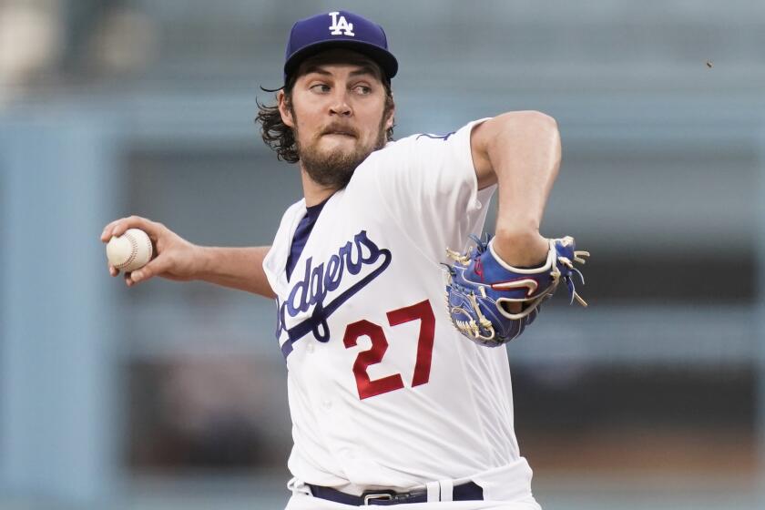 Los Angeles Dodgers starting pitcher Trevor Bauer 