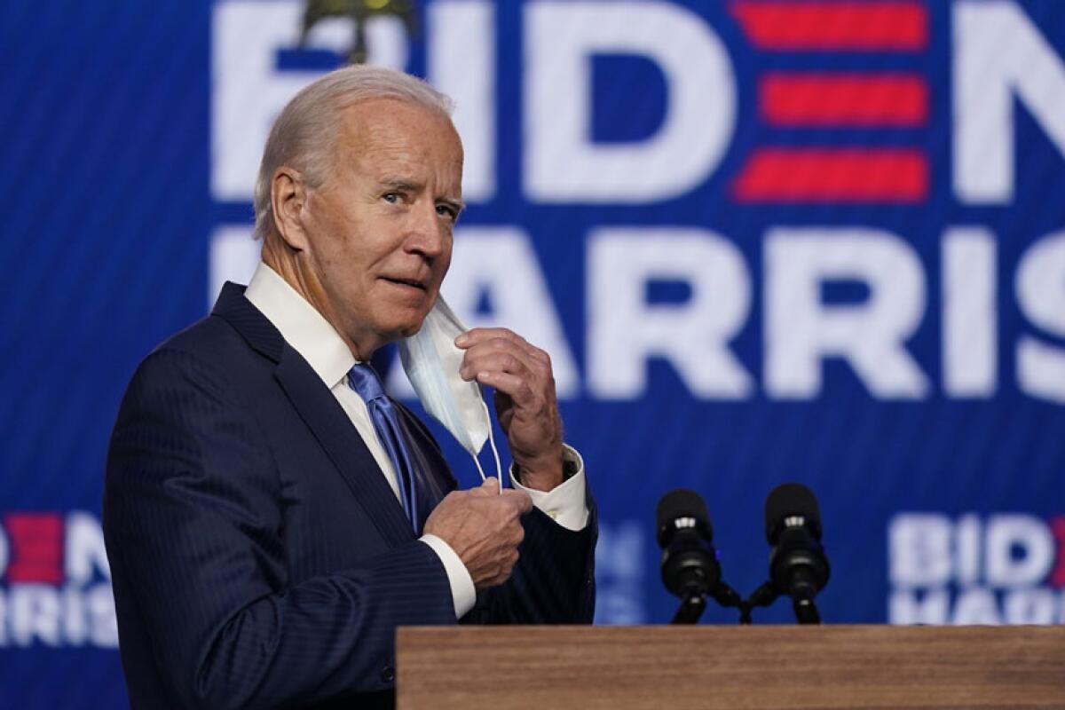 Joe Biden arrives to speak in Wilmington, Del., on Friday.