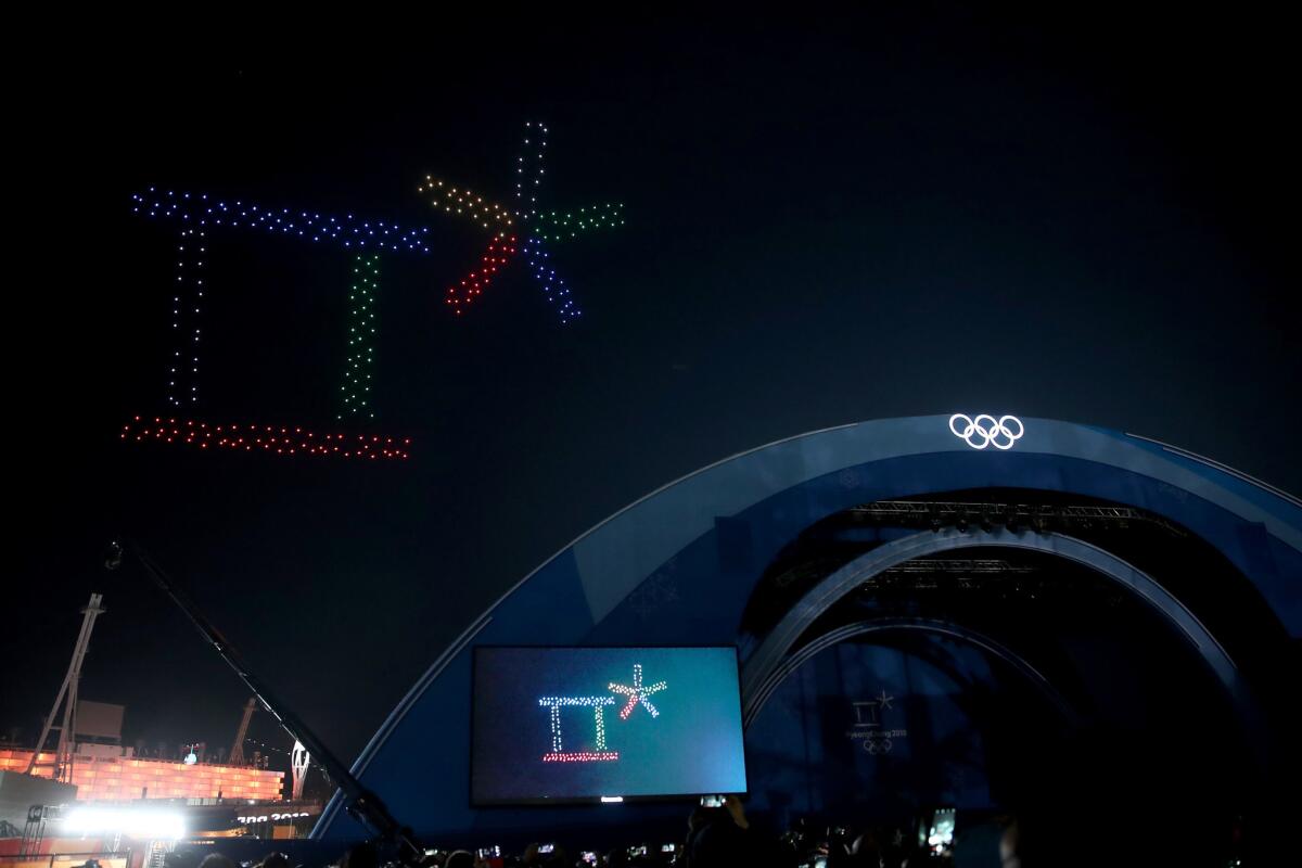 Drones light up the sky at the 2014 Winter Olympics in Russia.