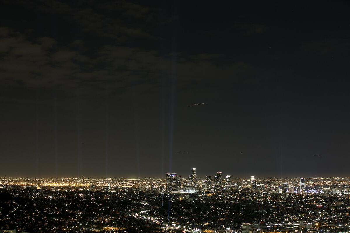 The view of downtown Los Angeles from the Griffith Park Observatory.