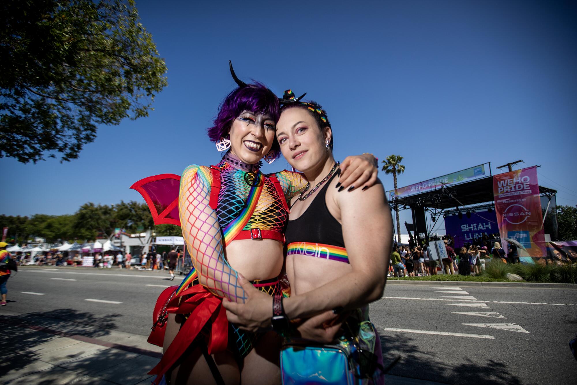 Alyssa Onofreo, left, and Claire Max, at the WeHo Pride Festival.