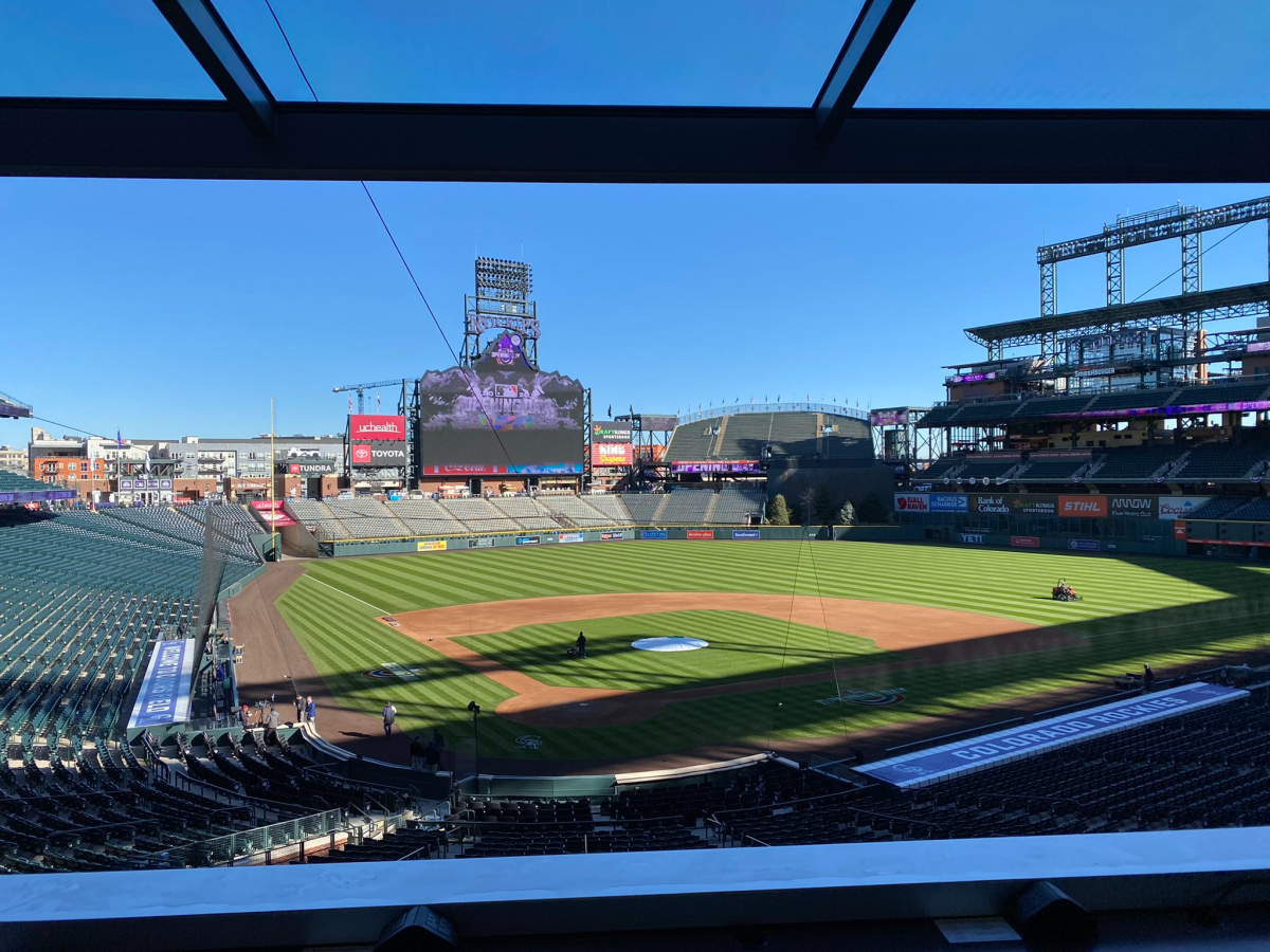 A look at Coors Field in Denver hours before the Dodgers' season opener against the Colorado Rockies.