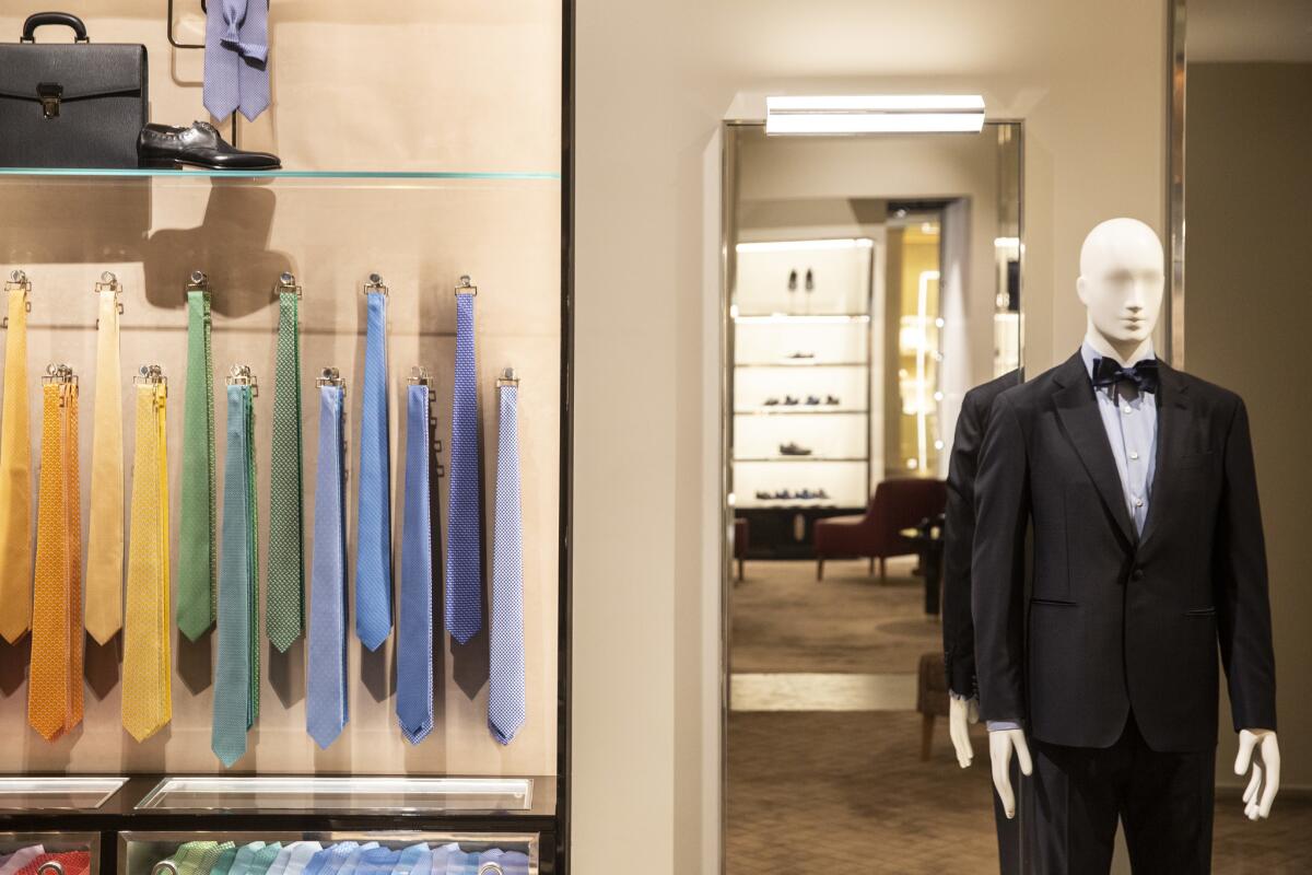 A look at the men's section of the new Salvatore Ferragamo store at South Coast Plaza.