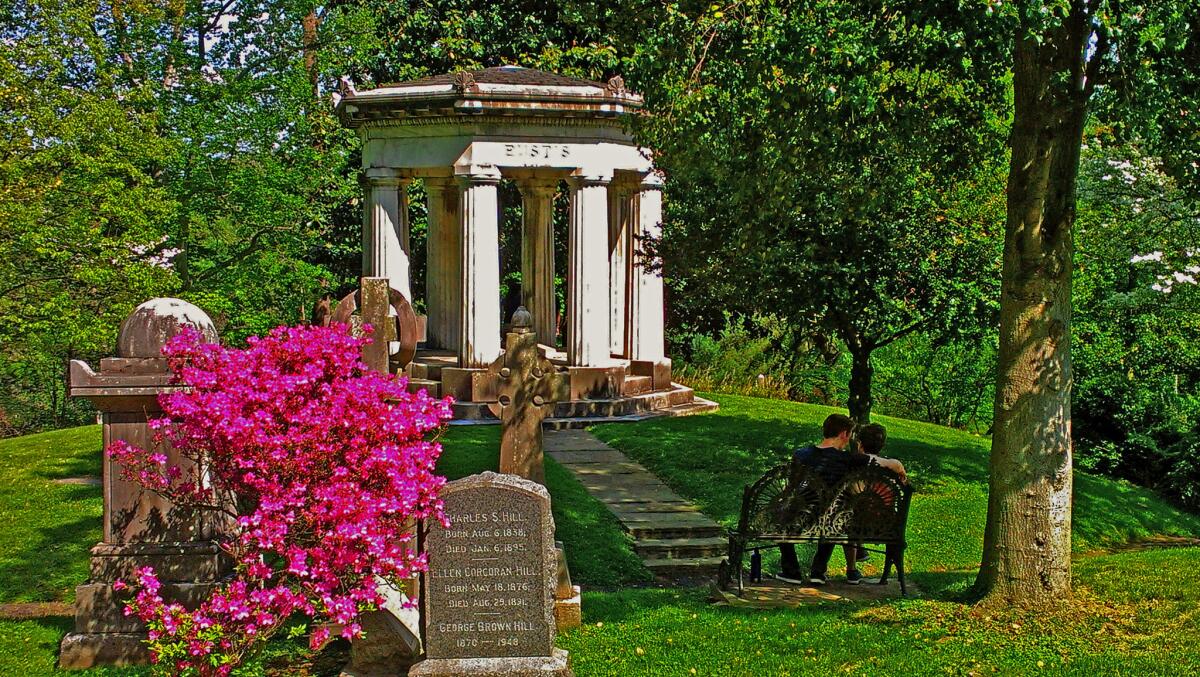 The Corcoran Mausoleum in Washington, D.C.'s Oak Hill Cemetery contains the remains of the cemetery's founder, philanthropist and art collector William Wilson Corcoran, and other family members. Read more.