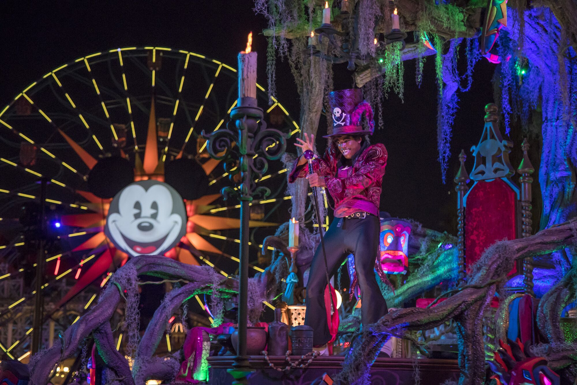A 2019 photo of the Frightfully Fun Parade at Disney California Adventure Park.