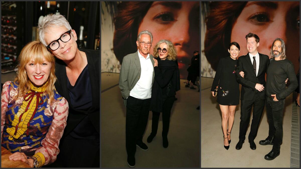Guests included Jamie Lee Curtis, pictured with artist Cindy Sherman, left; artist Ed Ruscha and Danna Ruscha; and actress Lisa Edelstein, guest curator Philipp Kaiser and artist Robert Russell.