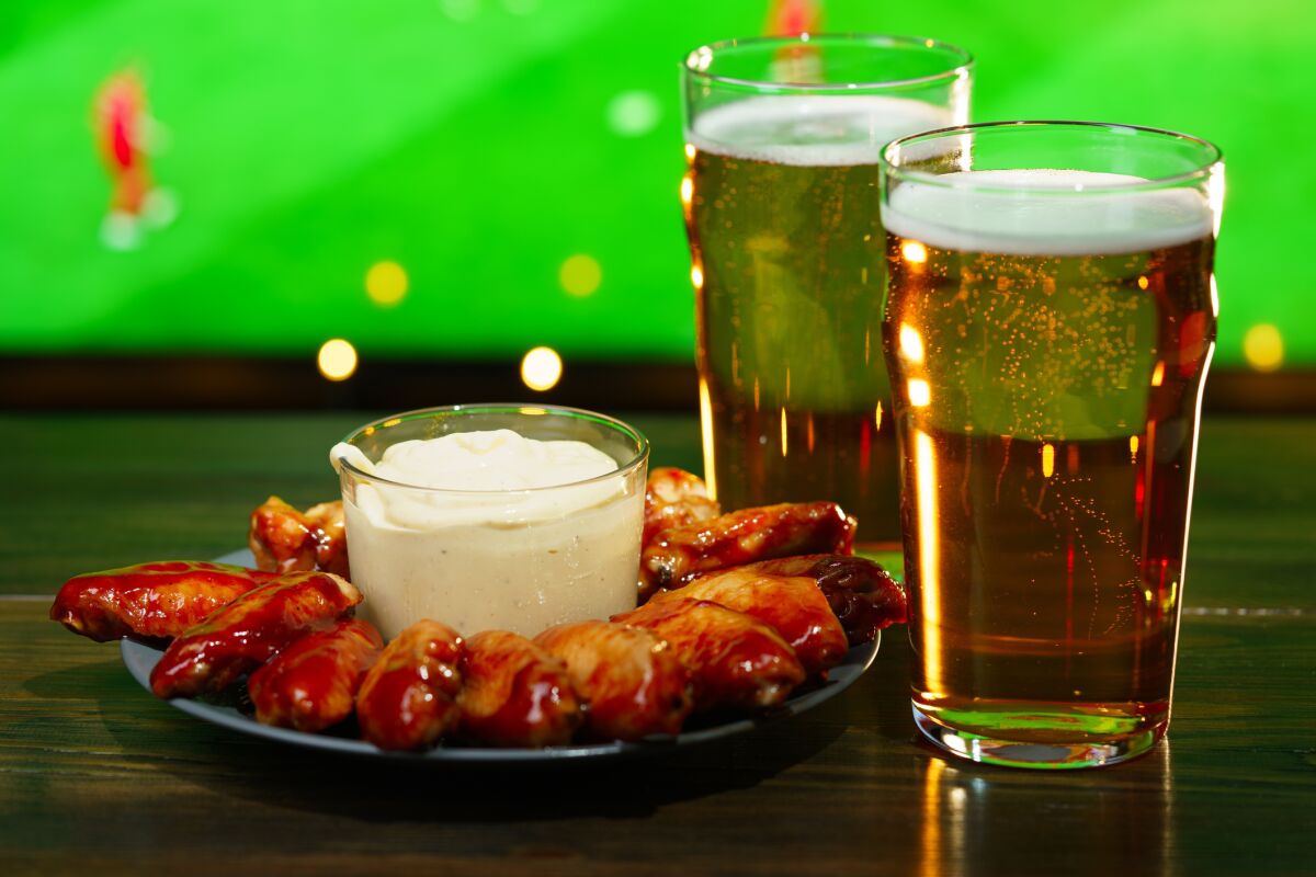 Barbecue wings and beer