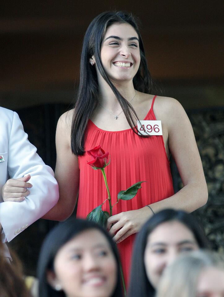 Finalist Anastasia Christodoulelis, of Flintridge Sacred Heart Academy, is introduced at the announcement of the 2016 Tournament of Roses Royal Court at the Tournament House in Pasadena on Monday, Oct. 5, 2015.