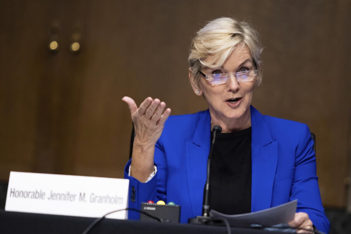 Jennifer M. Granholm testifies in a hearing on her nomination.