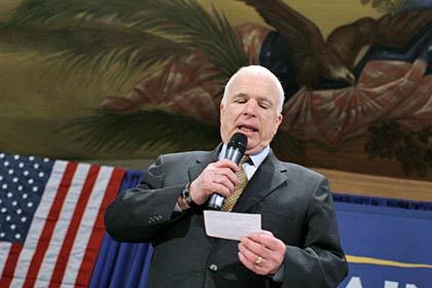 Sen. John McCain speaks during a campaign rally in Cincinnati.