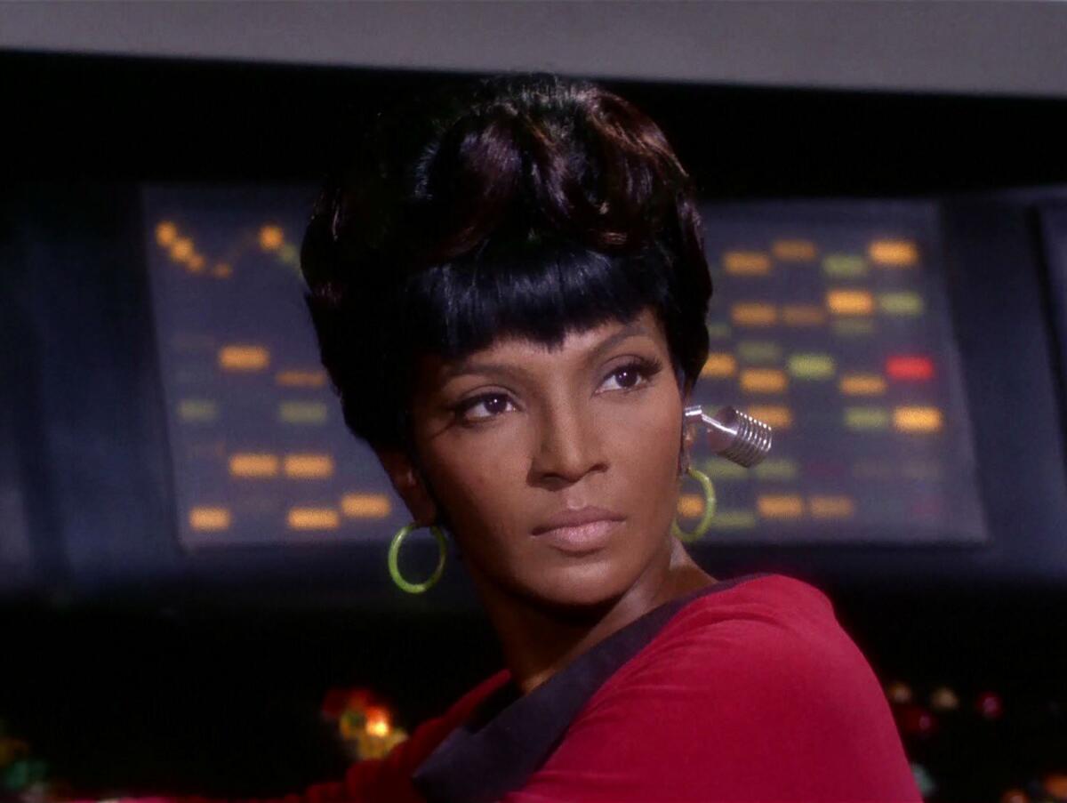 Nichelle Nichols as Lt. Uhura in the "Star Trek" episode, "Journey to Babel," that originally aired Nov. 17, 1967. 
