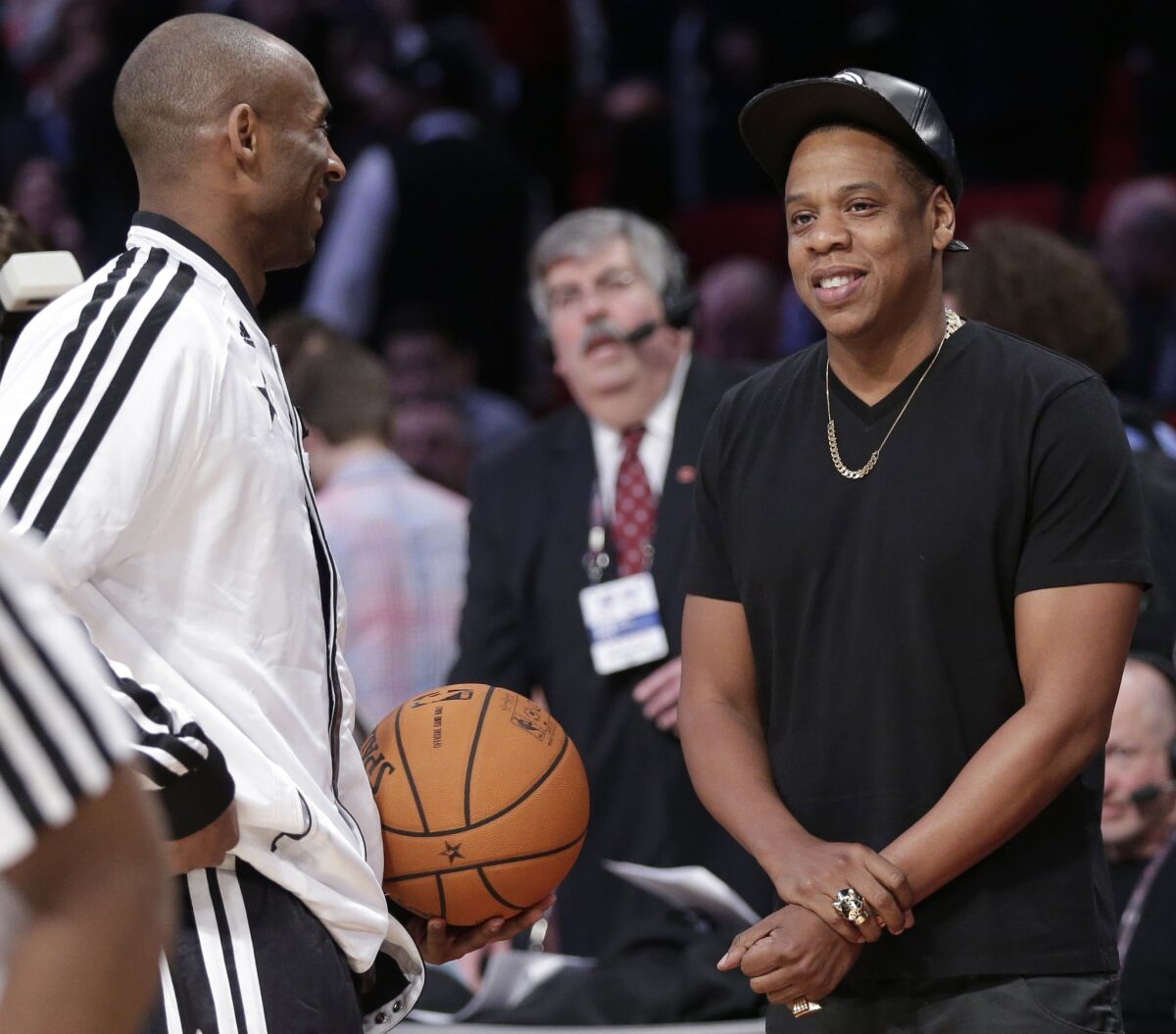 Kobe Bryant and Jay Z before an NBA All-Star game.