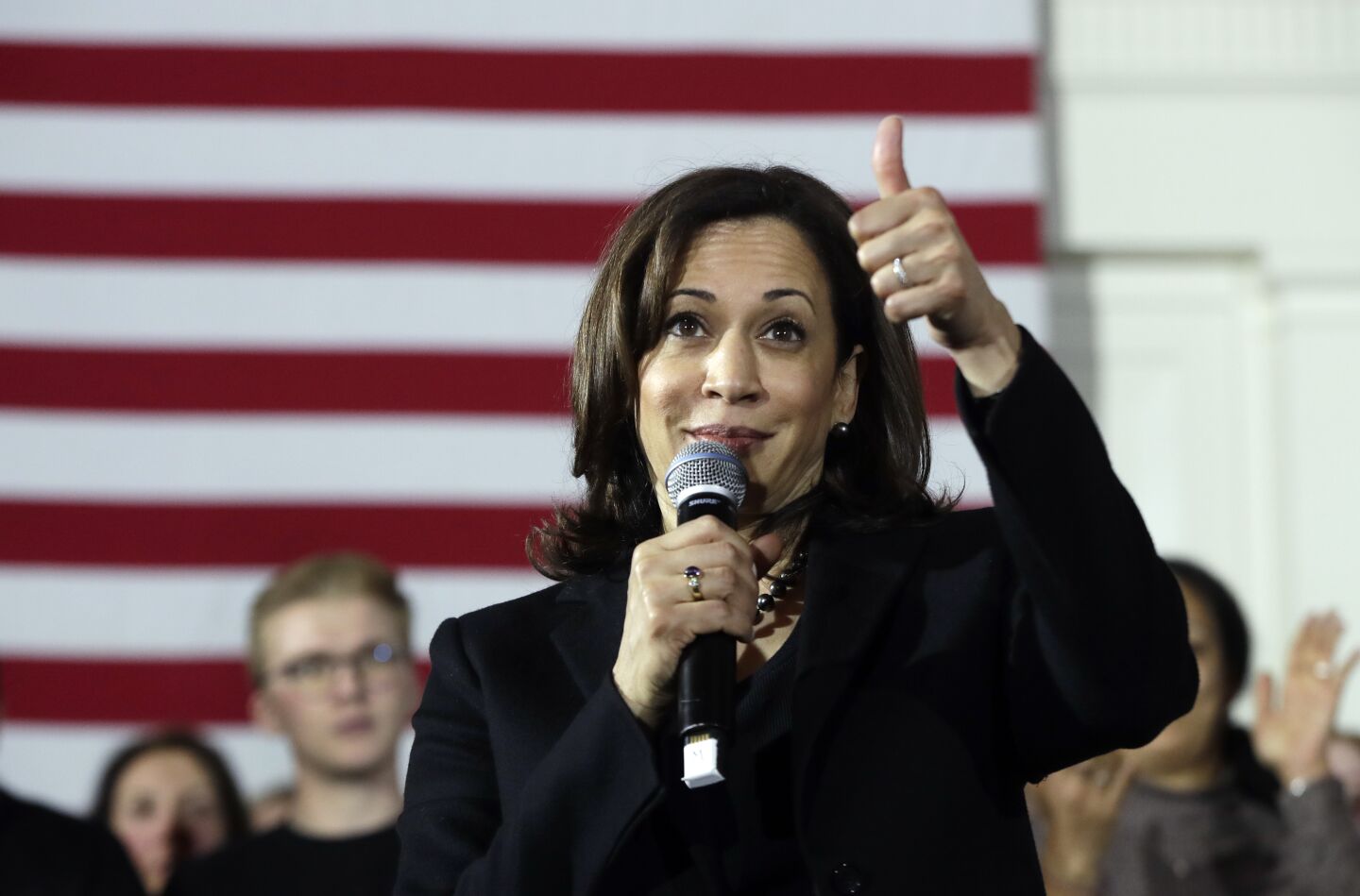 Feb. 18, 2021: Democratic presidential candidate Sen. Kamala Harris speaks at a campaign event in Portsmouth, N.H.