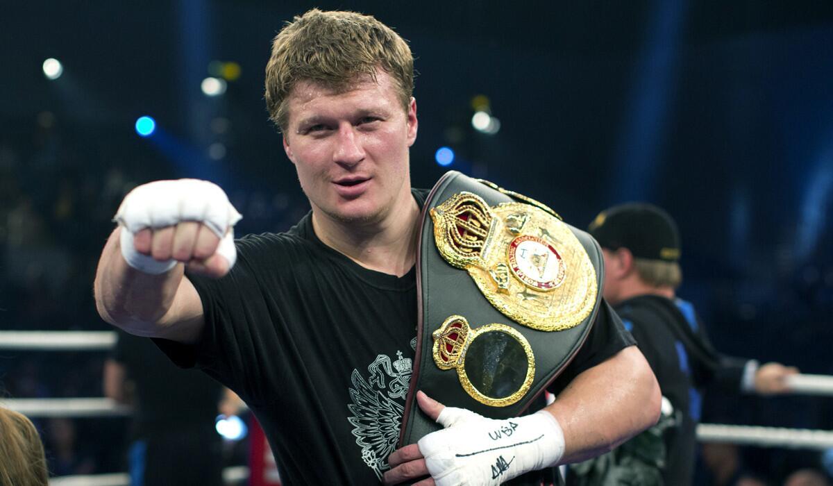 Alexander Povetkin in the ring in Hamburg, Germany, after defeating Hasim Rahman on Sept. 29, 2012.