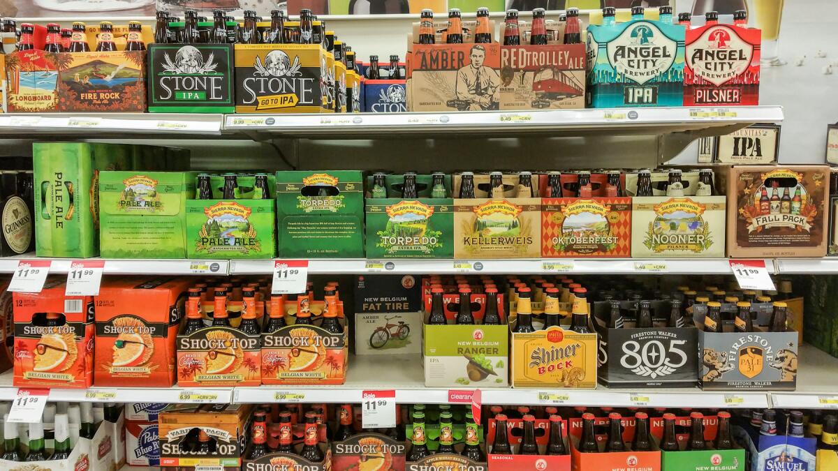 A selection of craft beer at a Target store in Los Angeles.