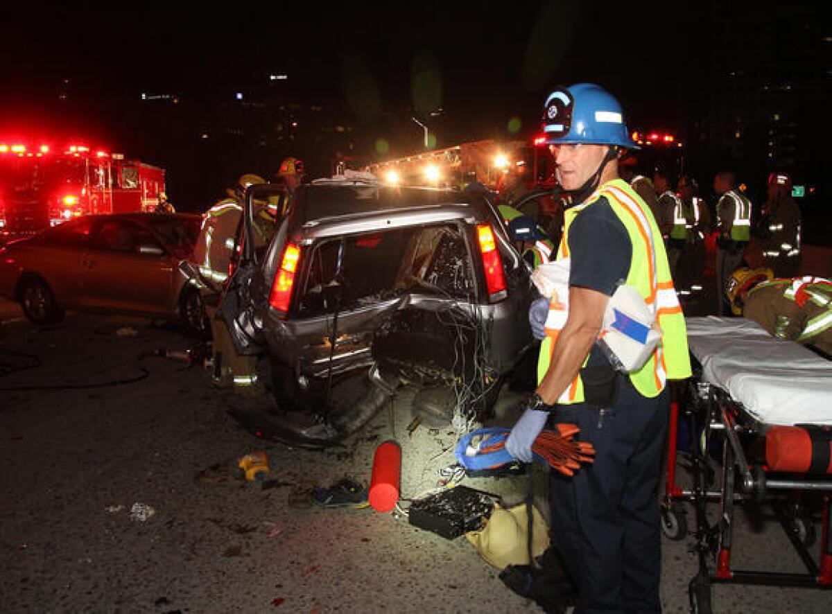A man was killed early Saturday morning when he tried to reach the center divider of the 134 Freeway in Glendale but was struck twice by oncoming traffic.