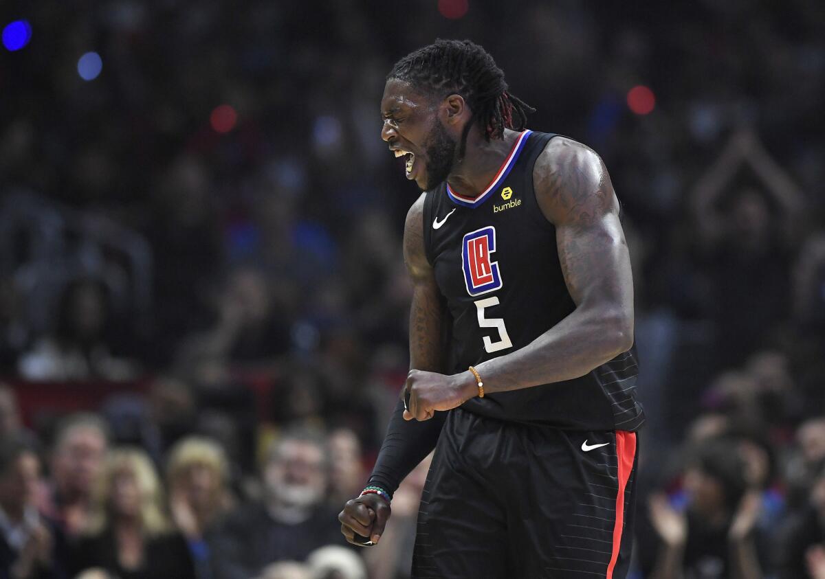 Clippers center Montrezl Harrell celebrates during a game last season.