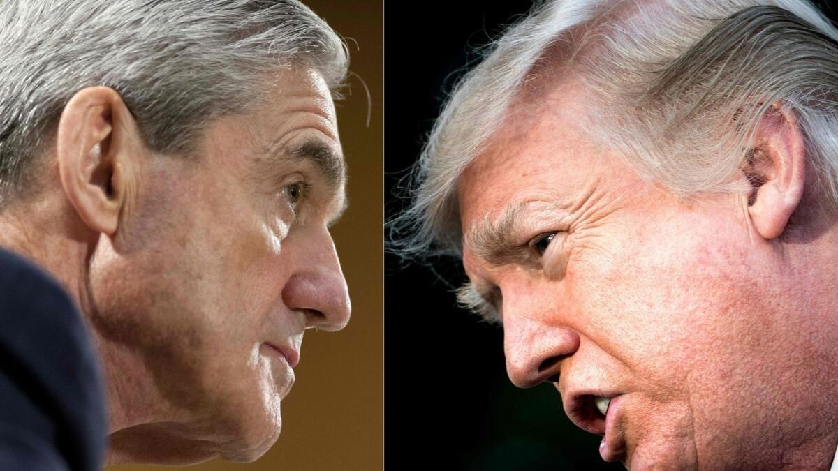 Robert Mueller (L) and President Donald Trump (R).