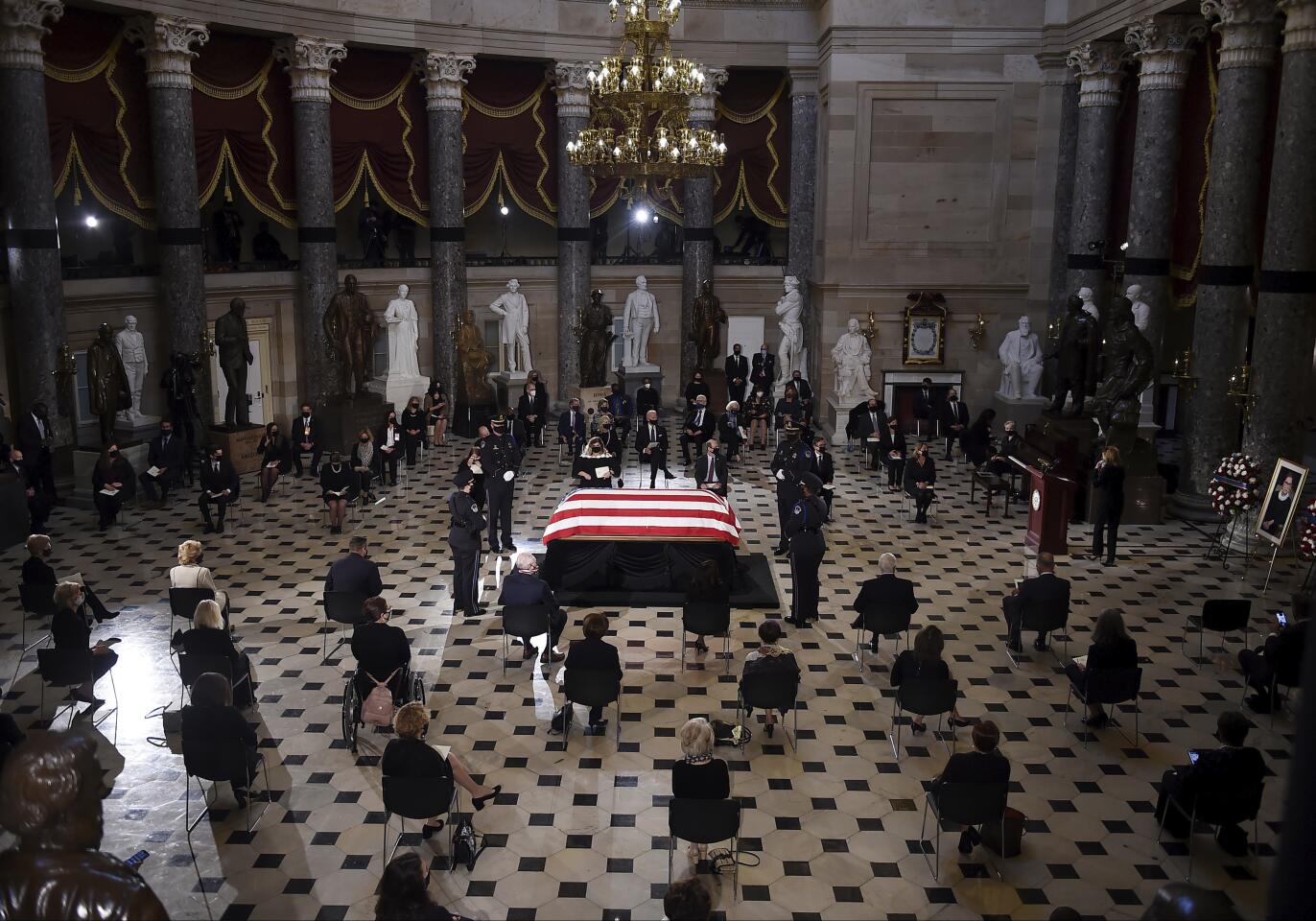 Supreme Court Justice Ruth Bader Ginsburg lies in state in Statuary Hall of the U.S. Capitol