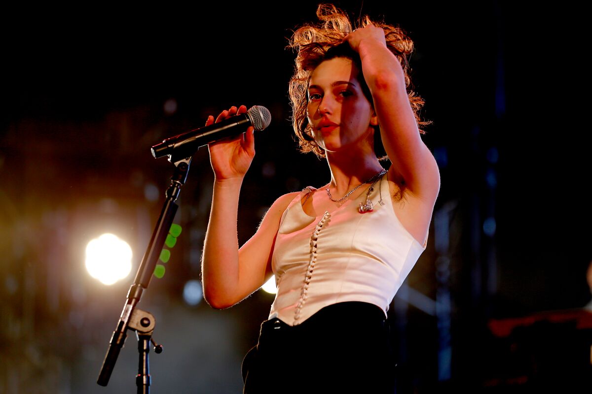 Brooklyn singer/songwriter Mikaela Straus, also known by her stage name King Princess, performs on the Mojave Stage on day one of the Coachella Music And Arts Festival at the Empire Polo Grounds in Indio on Friday, April 12, 2019.