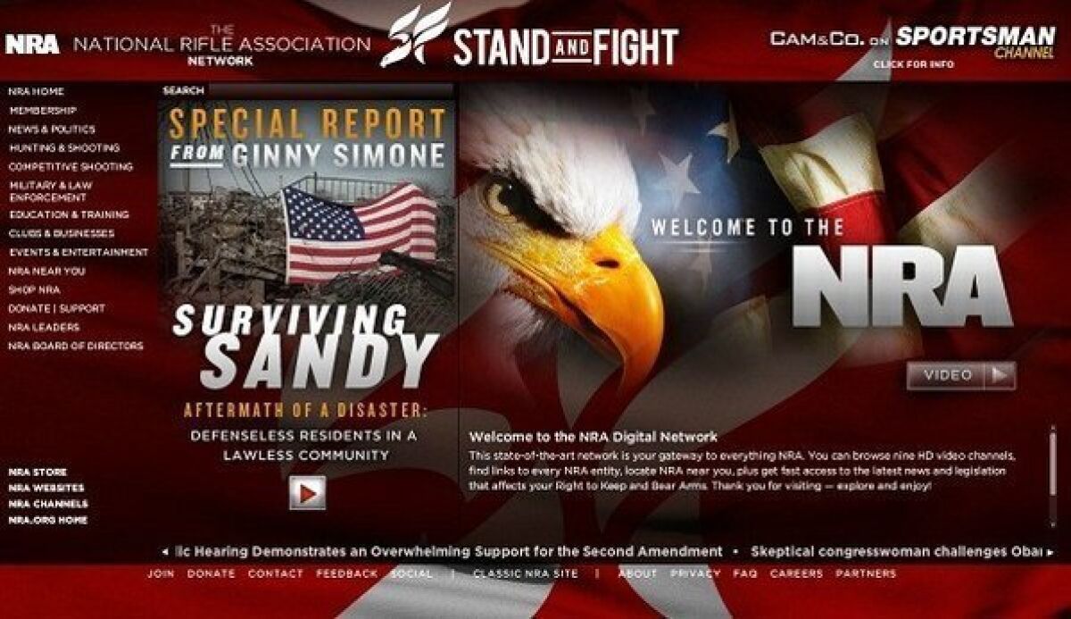 The NRA's website, which organizingforaction.net redirects to after the pro-Obama advocacy group failed to register the domain.
